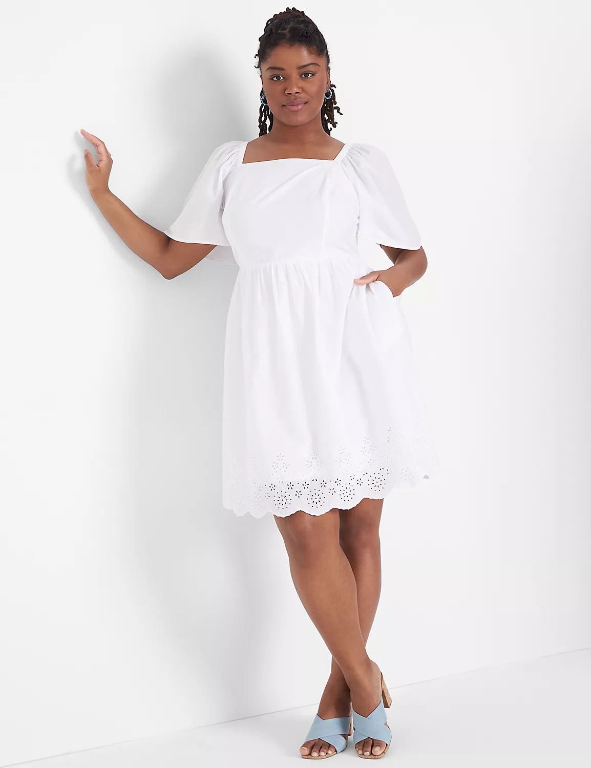Perfect Flutter-Sleeve Eyelet Dress | LaneBryant | Lane Bryant (US)