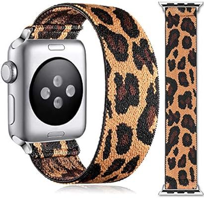 Muranne Cheetah Band Compatible for Apple Watch SE 38mm 40mm, Adjustable Elastic Strap Fashion Ha... | Amazon (US)