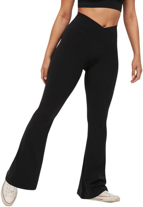 viehunt Womens Crossover Flare Leggings High Waisted Casual Cute Stretchy Full Length Workout Ele... | Amazon (US)