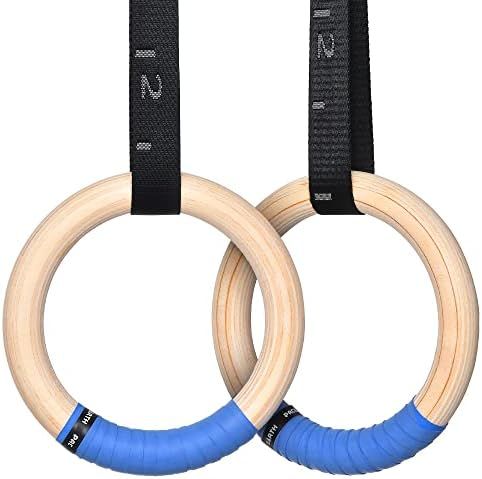 Gymnastics Rings Wooden Olympic Rings 1500lbs with Adjustable Cam Buckle 14.76ft Long Straps with... | Amazon (US)