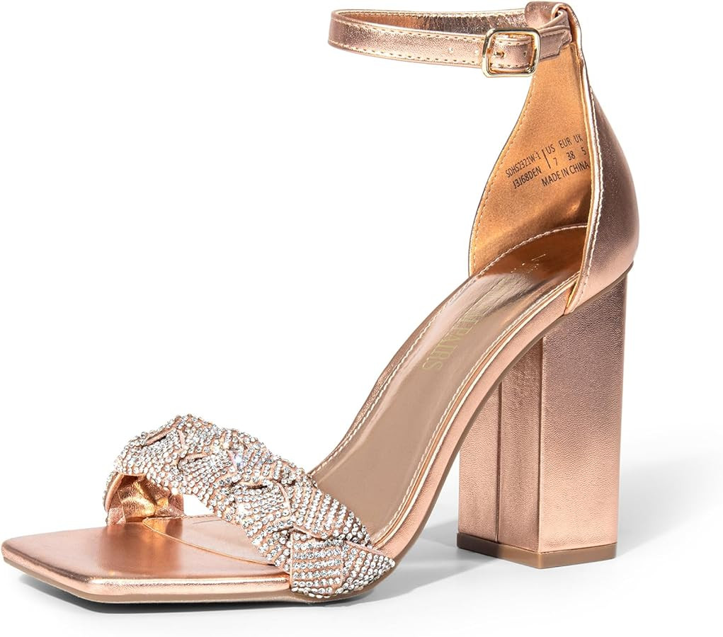 DREAM PAIRS Women's Heels for Women Braided Open Toe Ankle Strap High Block Chunky Heel Sandals P... | Amazon (US)