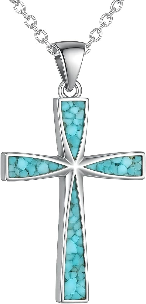 Stainless Steel Turquoise Cross Necklace for Men and Women \u2013 Faith Pendant Jewelry with Adju... | Amazon (US)