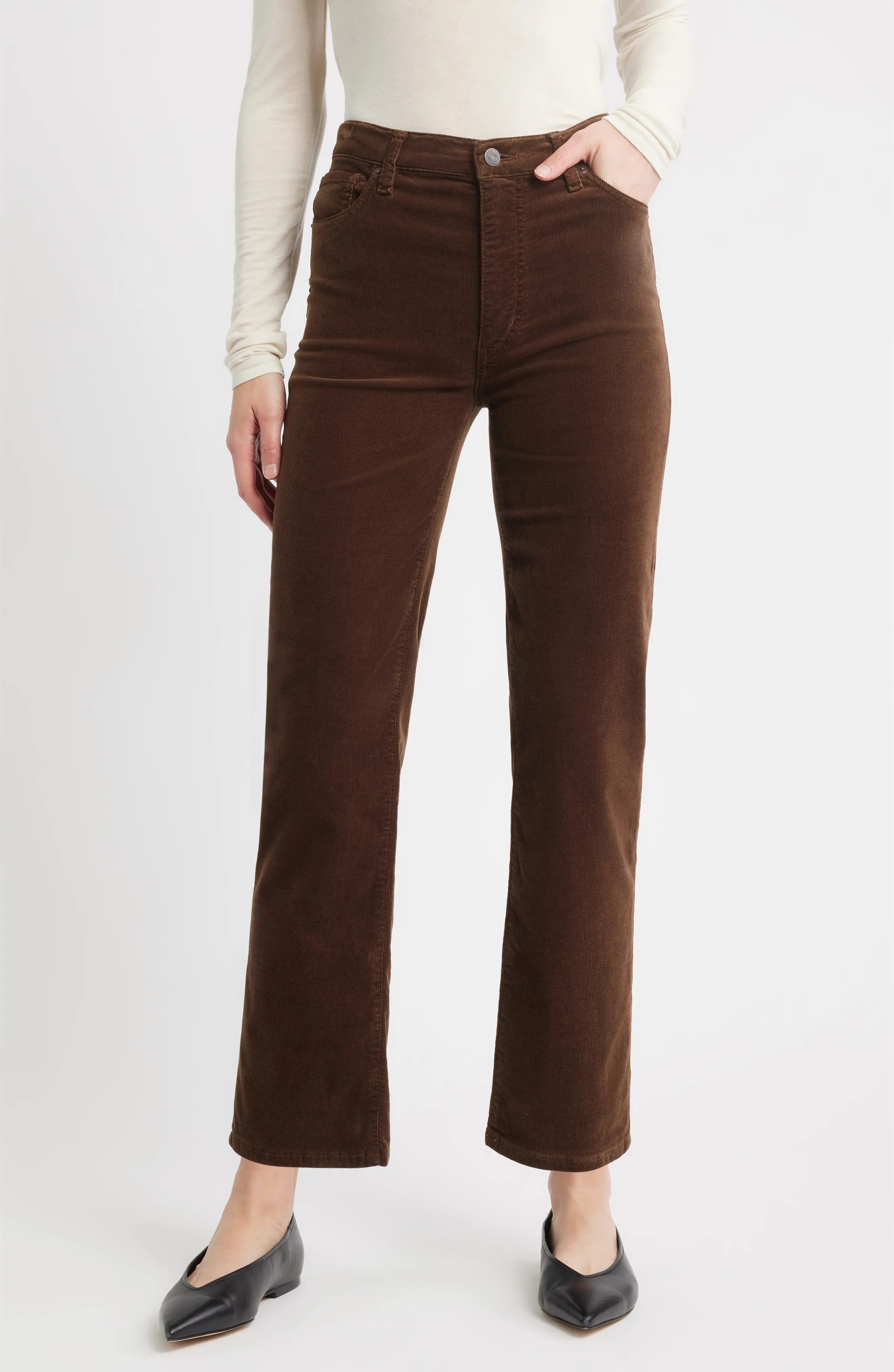 FRAME Le Sleek Corduroy Ankle Straight Leg Pants in Dark Burgundy at Nordstrom Rack, Size 25 | Nordstrom Rack
