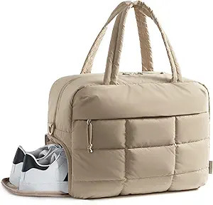 BAGSMART Puffer Travel Duffel Bag, Small Gym Bag for Women, Water-resistant Weekender with Shoe C... | Amazon (US)