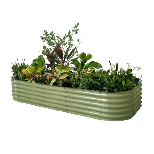 Vego garden Raised Garden Bed Kit, 17" Tall 10 in 1 Modular Metal Raised Garden Beds Kit, Metal Planter Box for Vegetables, Flowers, Herbs, Olive Green | Amazon (US)