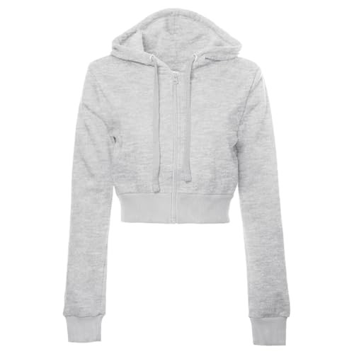 womens zip up hoodies,Cropped Zip Up Hoodie Women Lightweight Crop Cardigan Jacket Womens Oversized Hoodies for Teen Girls Clothes Women's Fall Fashion Y2k Sweatshirt 02 Light Gray S | Amazon (US)