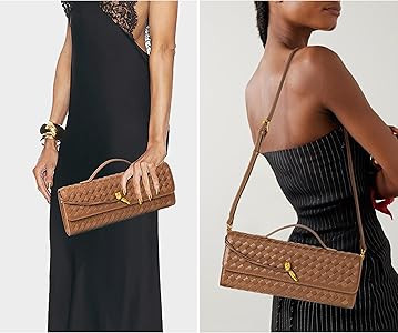 Joryin Woven Purse for Women Evening Clutch Woven Leather & Suede Handbags Crossbody Bag Suede Pu... | Amazon (US)
