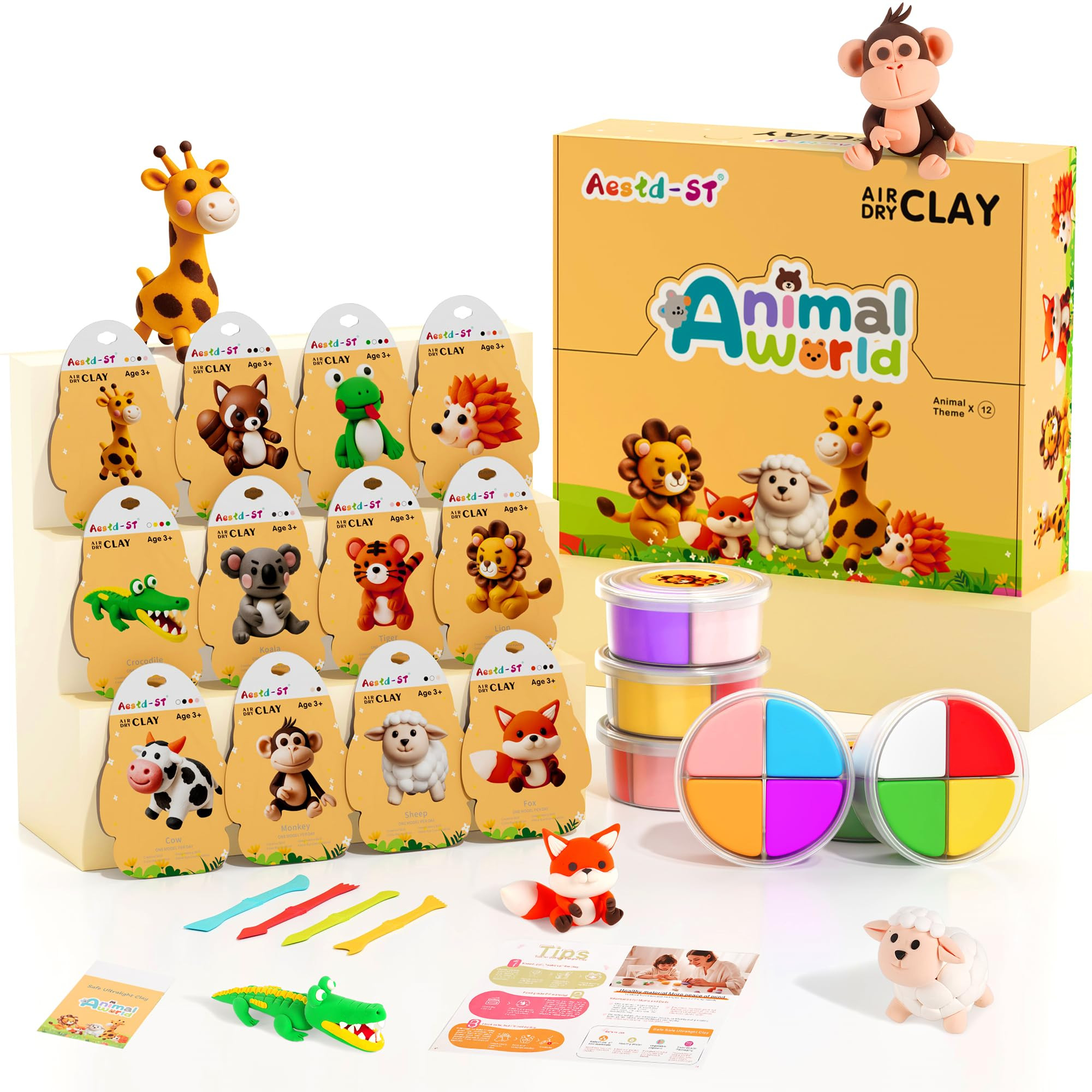Air Dry Clay Kit - Animal Theme, Modeling Clay for Kids, DIY Model Magic Clay with Sculpting Tool... | Amazon (US)