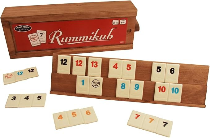 Front Porch Classics, Rummikub Vintage Edition in All-Wood Storage Case with 4 Built-in Player Tr... | Amazon (US)