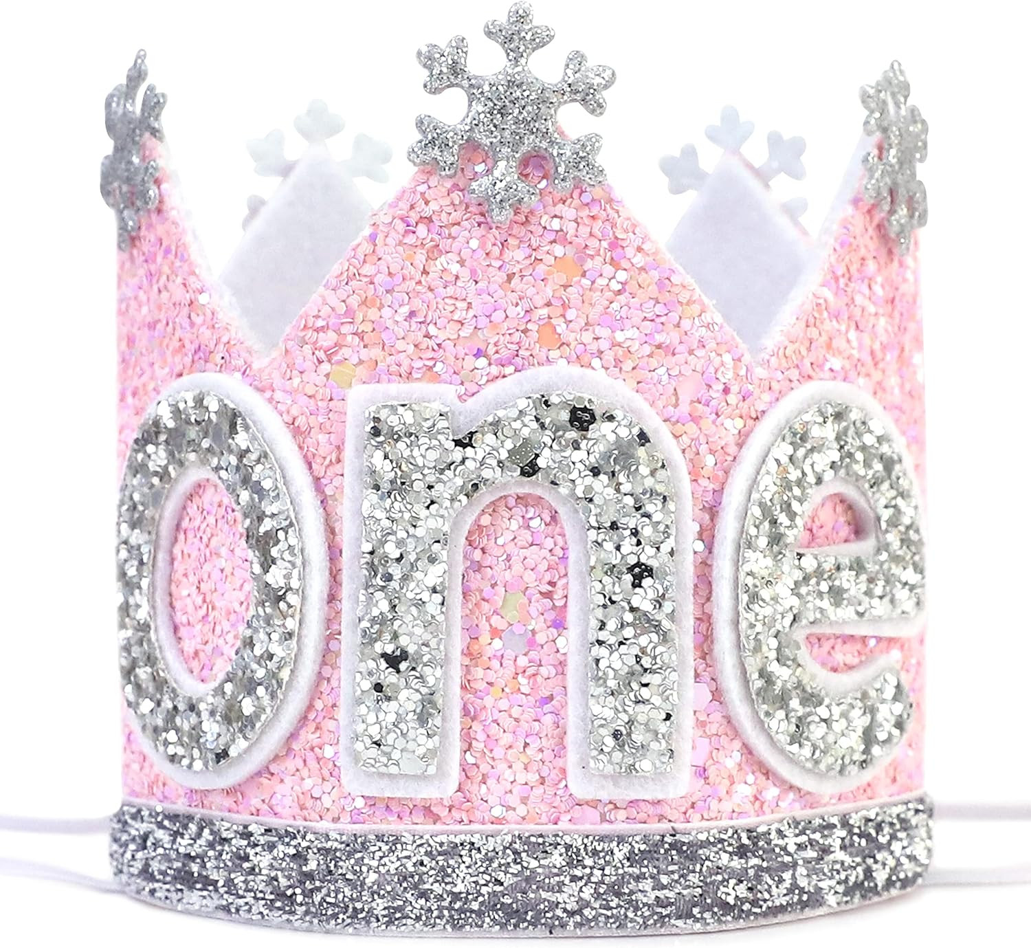 Agkvw Winter Onederland 1st Birthday Crown - Snowflake Birthday Crown for Baby Girls, Pink and Si... | Amazon (US)