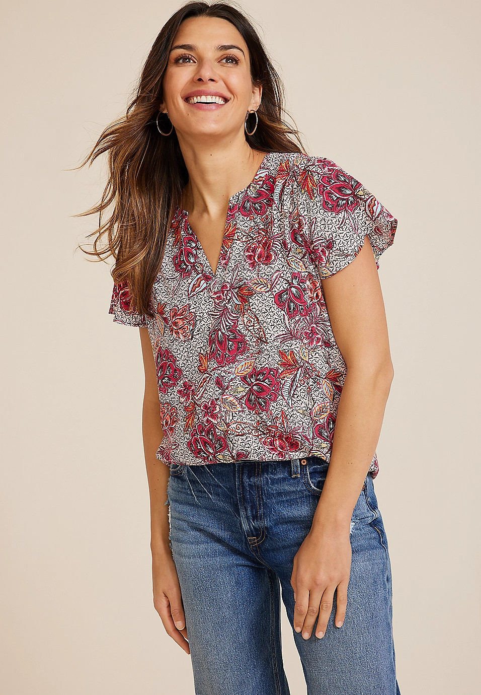Atwood Flutter Sleeve Blouse | Maurices