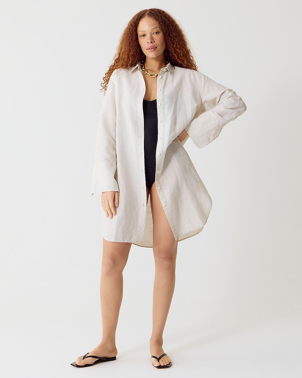 Relaxed-fit beach shirt in linen-cotton blend | J. Crew US