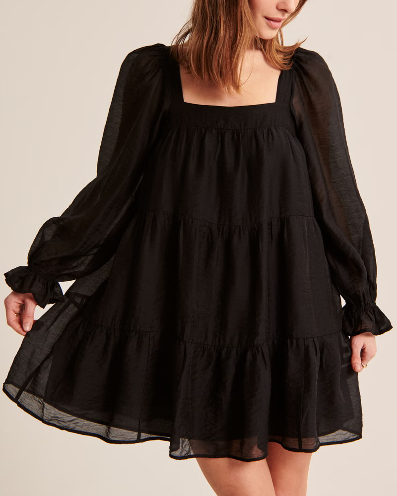 Long-Sleeve Trapeze Mini Dress | Abercrombie & Fitch (US)