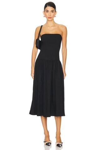 Strapless Corset Midi Dress in Black | Revolve Clothing (Global)