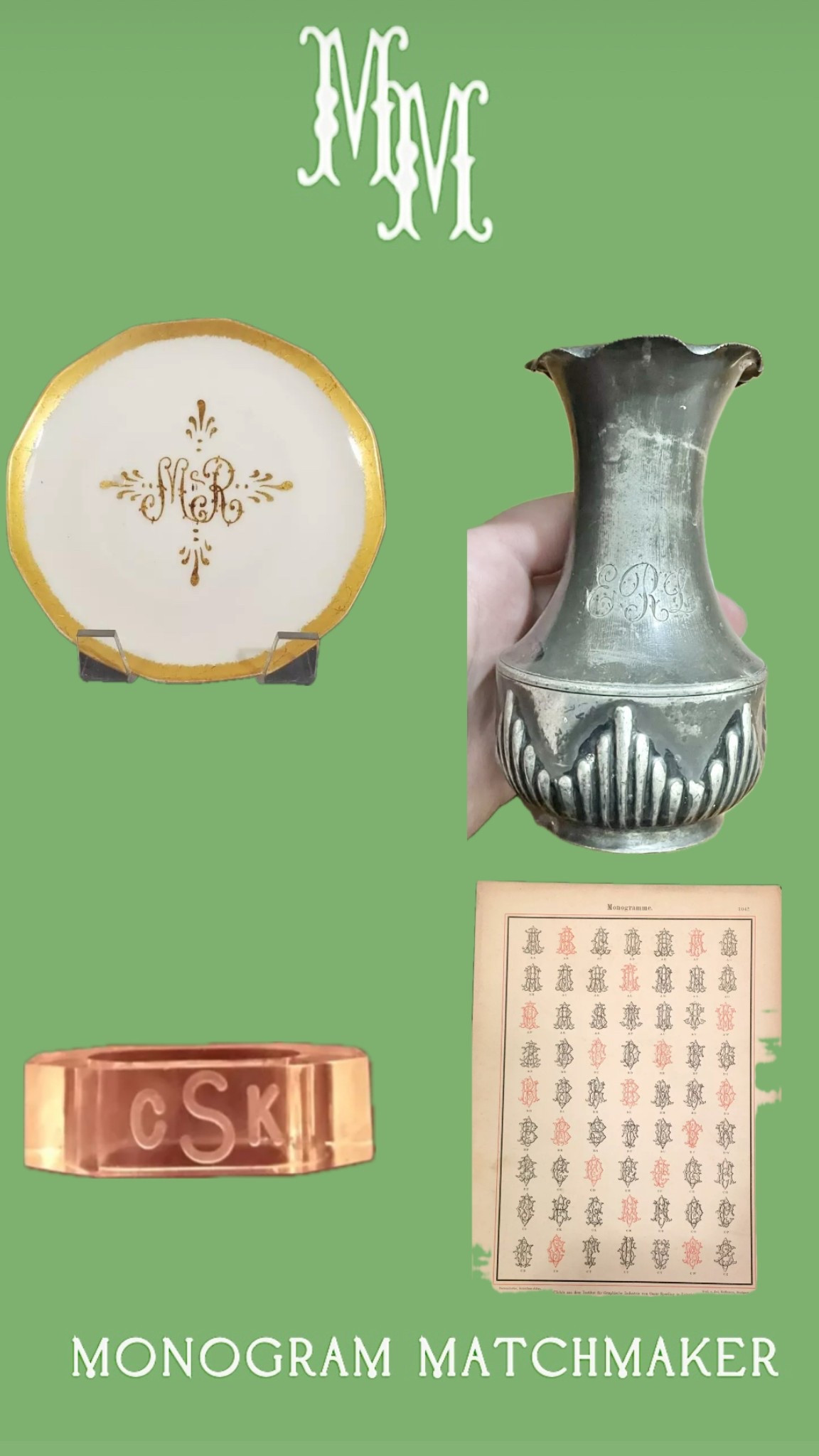 A mix of special vintage monogram items. 

#LTKWedding #LTKHome #LTKFindsUnder50