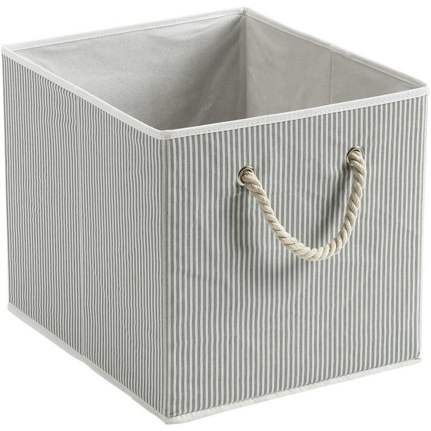 Better Homes&gardens Collapsible Fabric Cube Storage Bin(12.75" x 12.75") Grey Stripe -1 Piece fo... | Walmart (US)