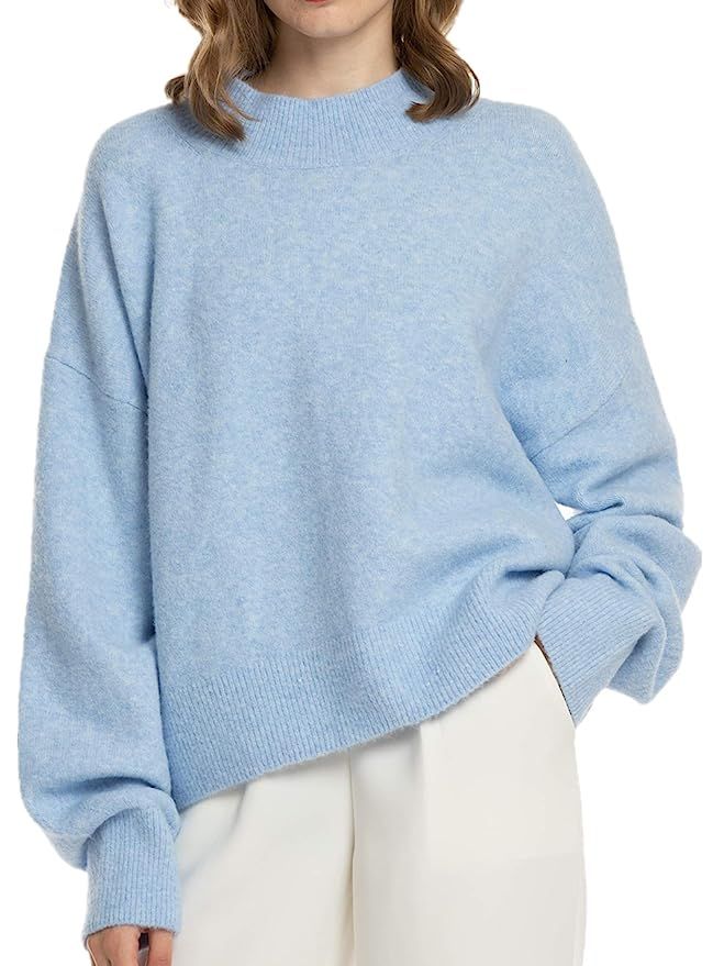 Woolen Bloom Women Lightweight Sweater Mock Neck Oversized Loose Winter Sweaters Pullover Long Sl... | Amazon (US)