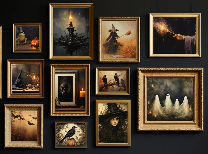 Dark Academia Decor | SET of 20 Halloween Printables | Goth Decor | Vintage Halloween Art | Hallo... | Etsy (US)