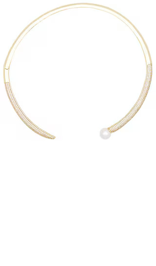 Pave X Pearl Open Collar Choker Necklace in Gold | Revolve Clothing (Global)