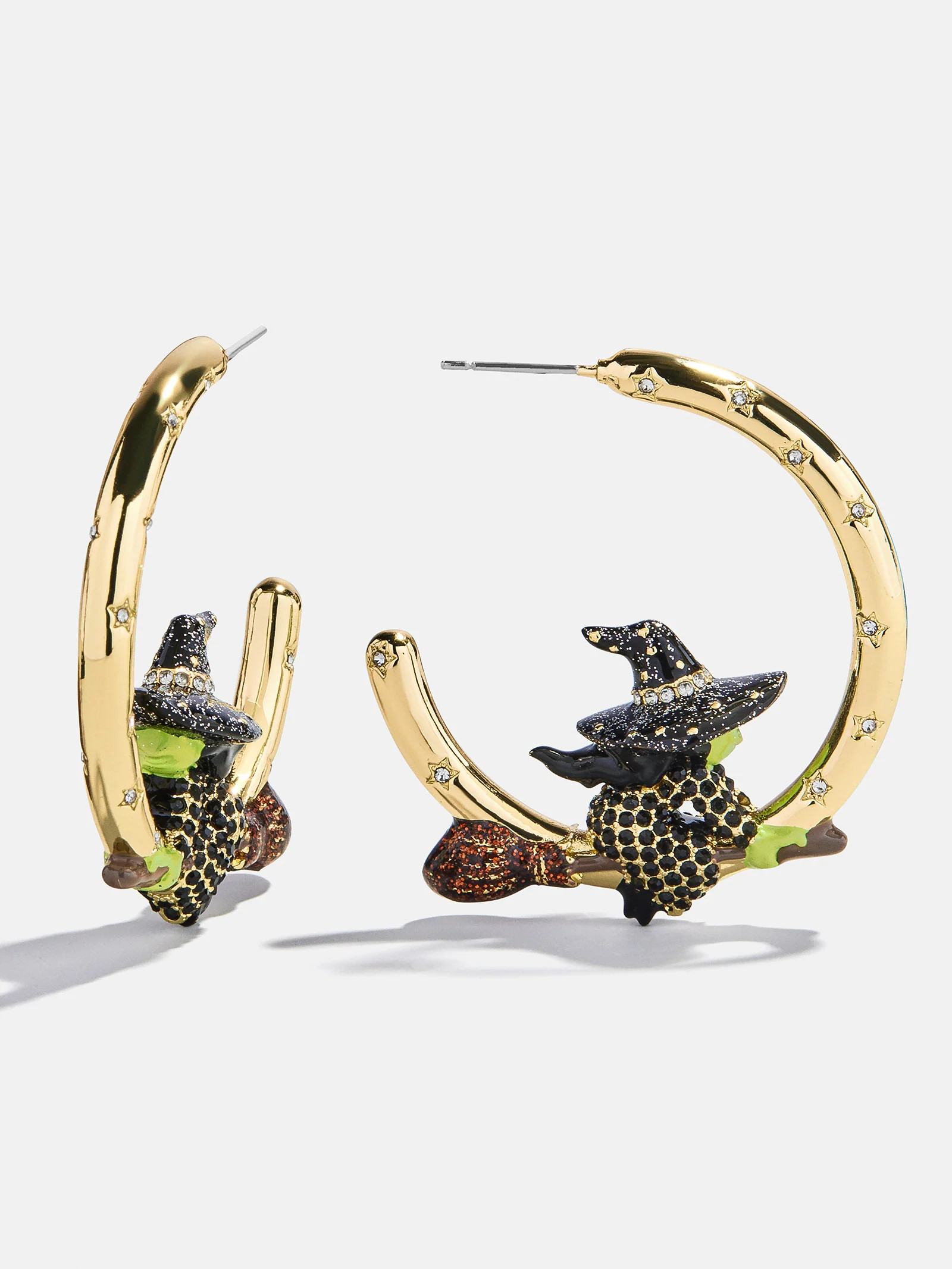 Evil Witch Hoop Earrings - Gold/Green | BaubleBar