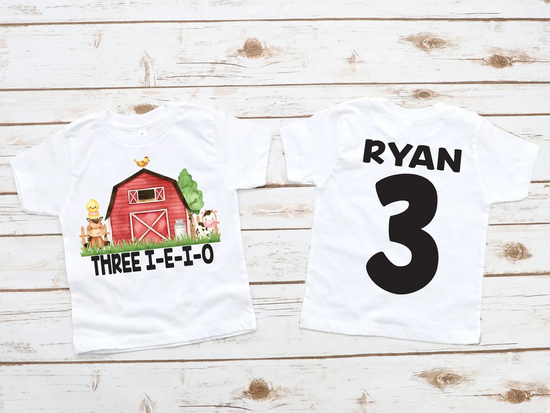 Third birthday farm shirt, three i-e-i-o birthday, boy farm birthday , farm 3rd , boy 3rd birthda... | Etsy (US)