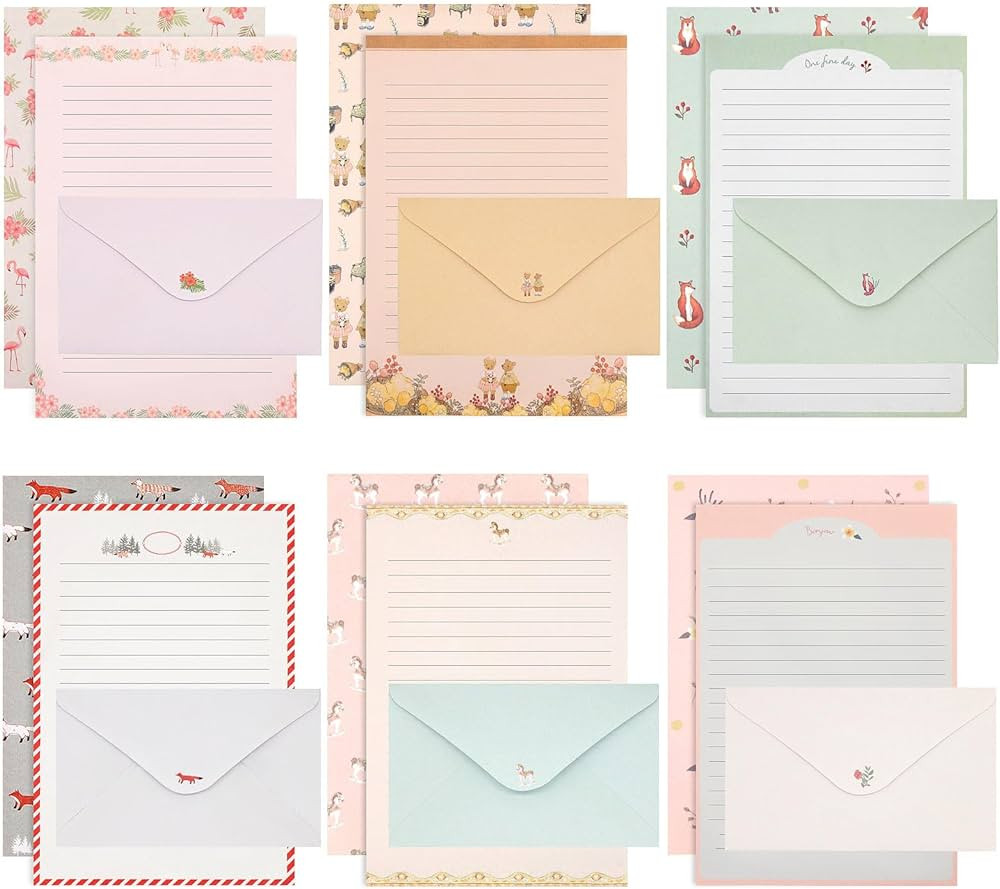 KSIWRE 54 PCS Stationery Set with Envelopes,36 Writing Paper+18 Envelopes,Cute Lined Stationery P... | Amazon (CA)