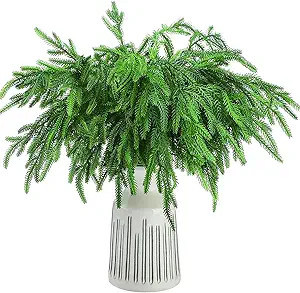 Jutom 12 Pcs Christmas Norfolk Pine Branches, 18 Inch Norfolk Pine Artificial Christmas Branches ... | Amazon (US)