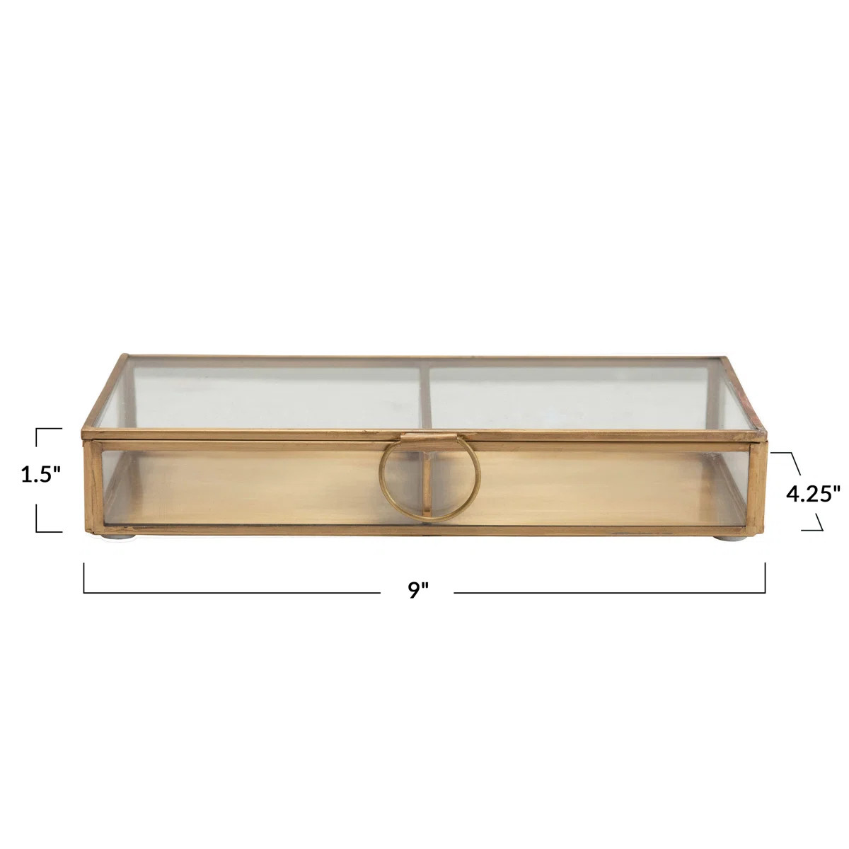 Brass and Glass Display Box with Two Compartments | Wayfair North America