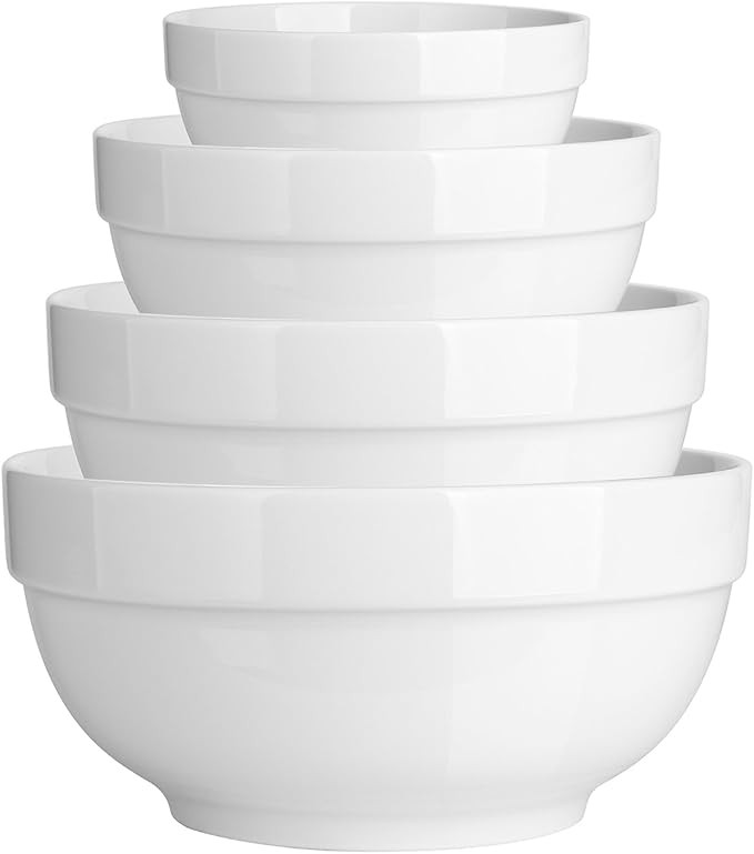 DOWAN Porcelain Serving Bowls, 12/22/42/64 Ounce Nesting Bowls Set | Amazon (US)