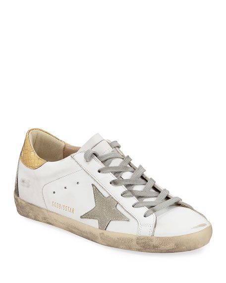 Golden Goose Superstar Leather Sneakers with Metallic Back | Neiman Marcus