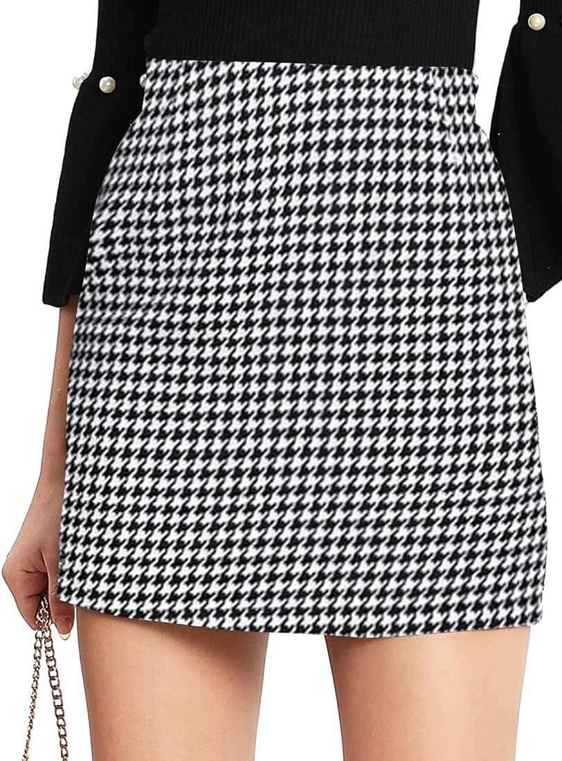 Women's Plaid High Waist Bodycon Mini Skirt | Amazon (US)