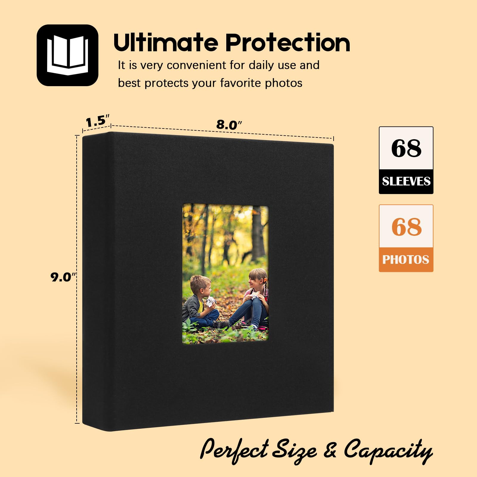 Photo Album 6x8 Holds 68 Photos, 6x8 Photo Album Linen Cover with Front Window, Art Portfolio Bin... | Amazon (US)