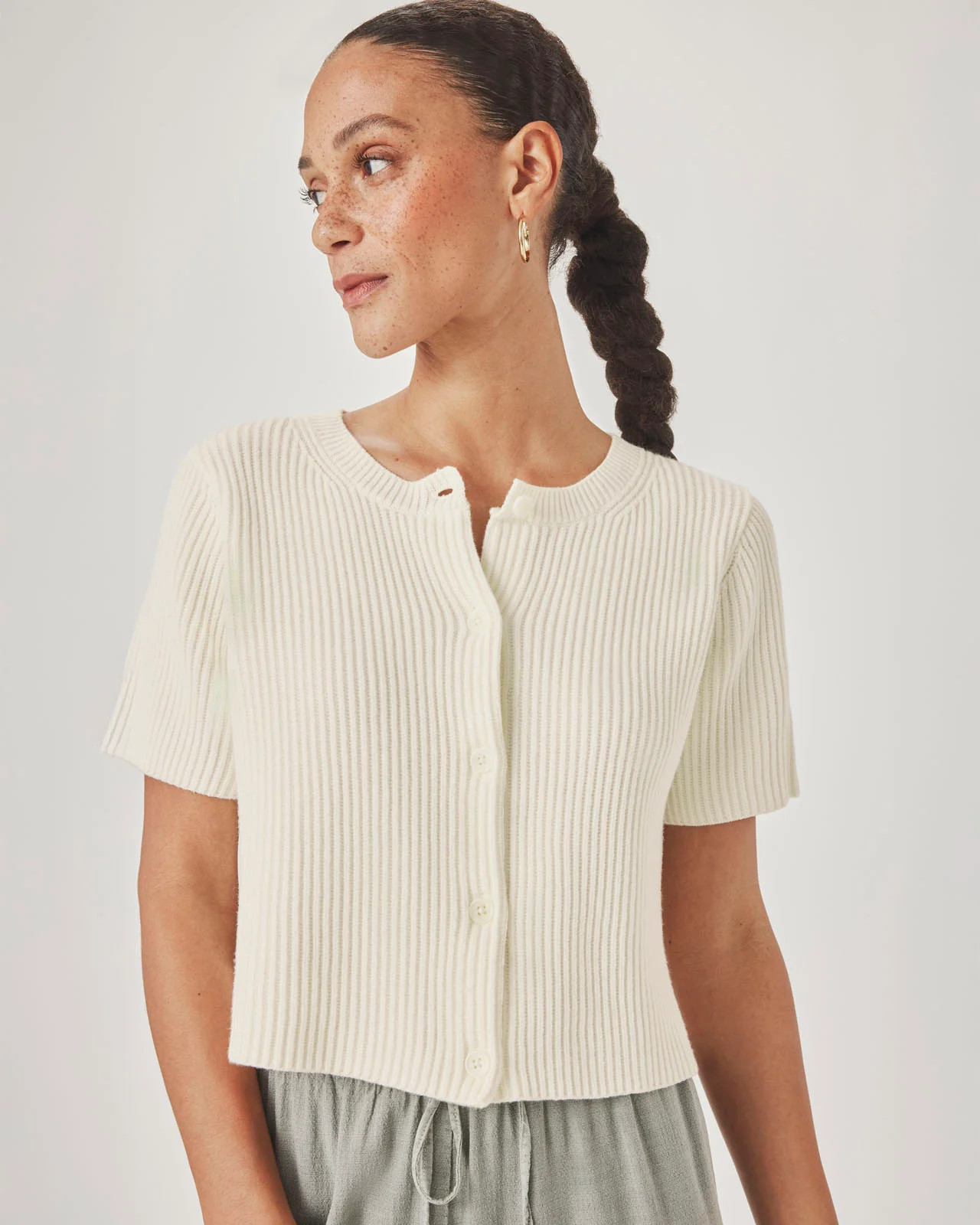 Splendid - Delilah Short Sleeve Cardigan - Shell | Splendid