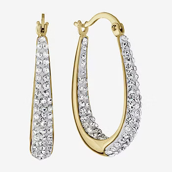 Sparkle Allure Womens Crystal 24K Gold Over Brass 28mm Hoop Earrings | JCPenney