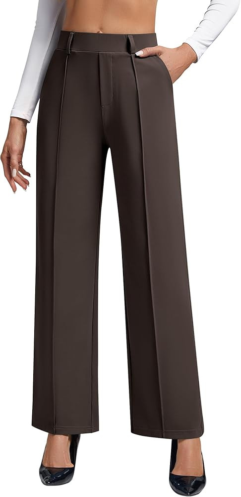 OULESlS Dress Pants for Women Work Pants Wide Leg Pull On Stretchy Business Casual Trousers High ... | Amazon (US)