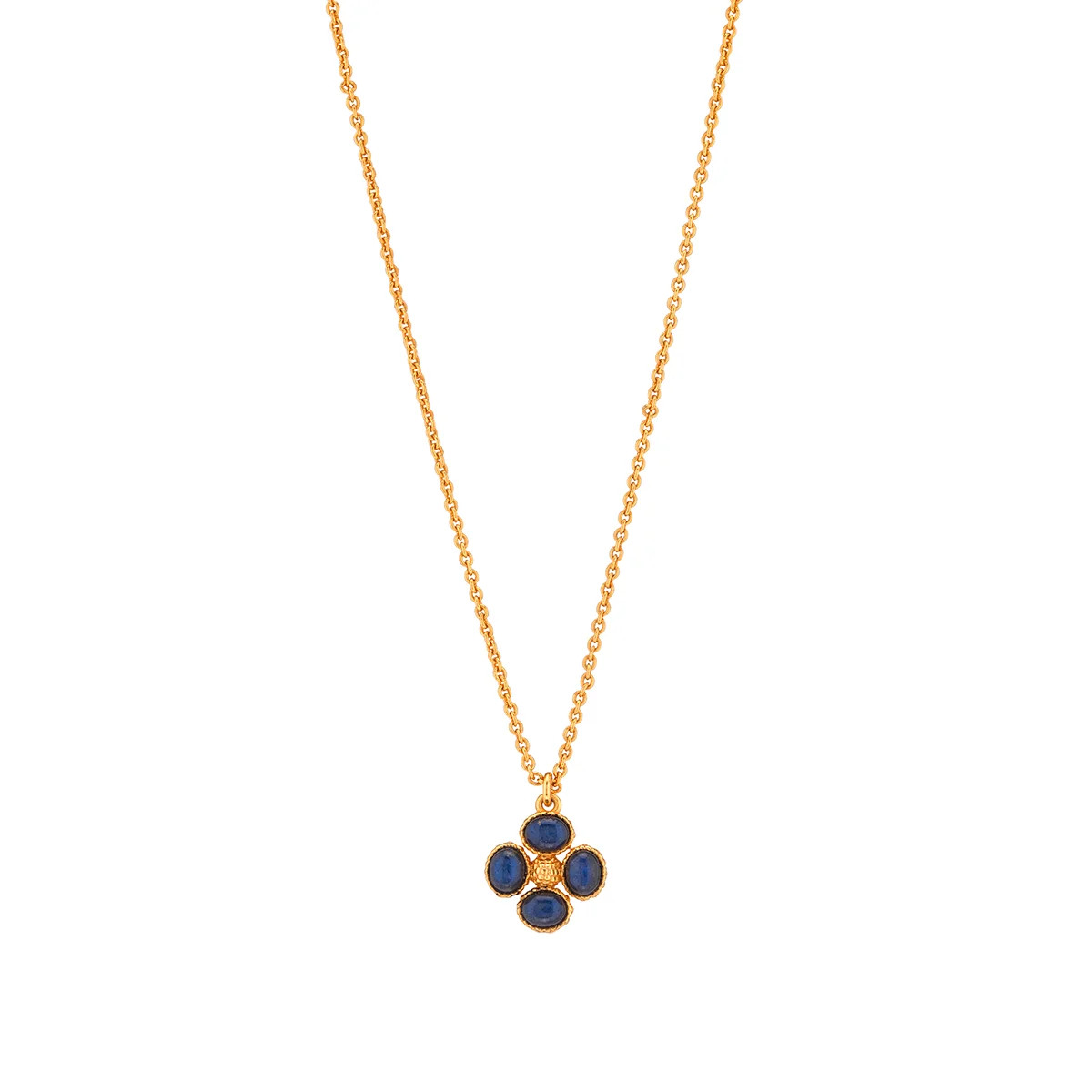 Berry Clover Double Sided Charm Necklace, 16"+ 2" in Blue Labradorite | Over The Moon