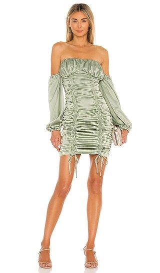 Farren Ruched Mini Dress in Sage | Revolve Clothing (Global)