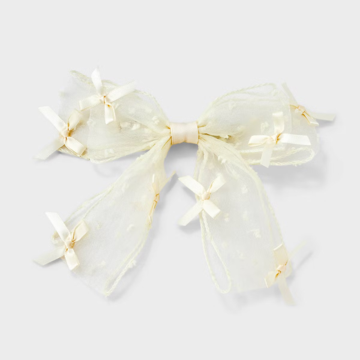 Sheer Bow with Satin Mini Bows Hair Barrette - Wild Fable™ Ivory | Target