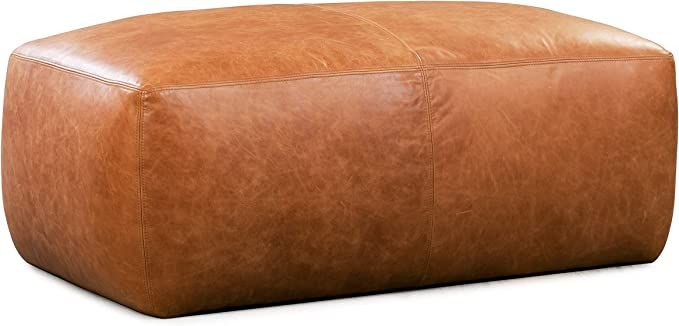 Poly and Bark Denver Modern Leather Ottoman Pouf (Cognac Tan) | Amazon (US)