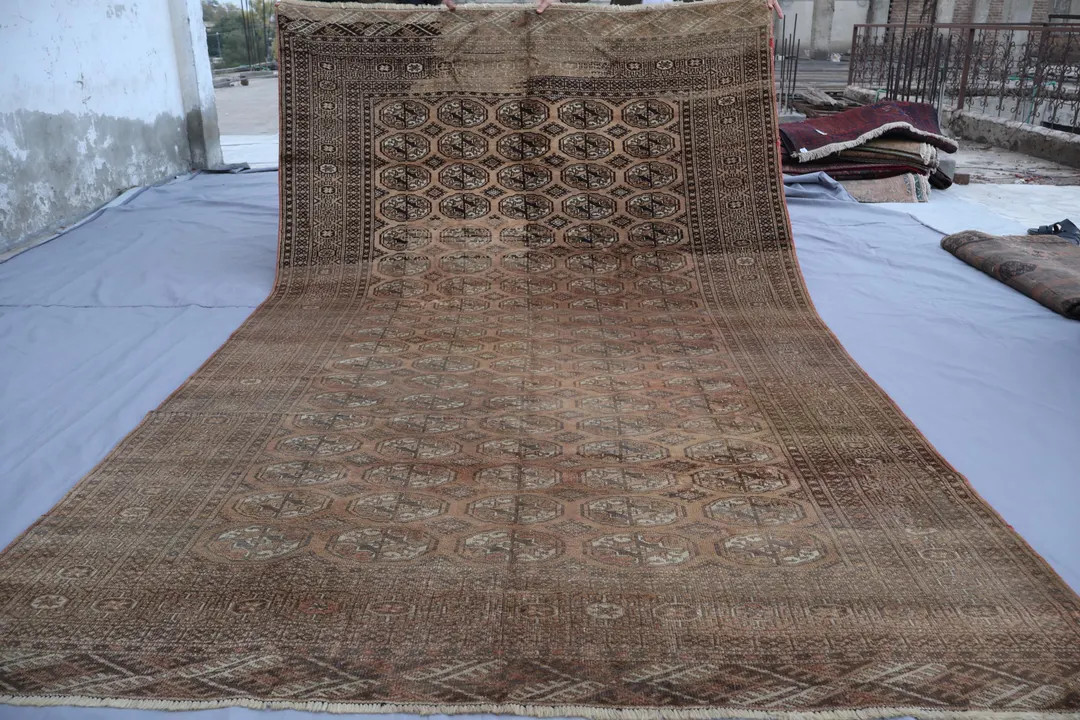 7x12 Ft Antique Terracotta Faded Rug, Turkmen Tekke Ersari Rug, Handmade Wool Rug, Afghan Orienta... | Etsy (US)