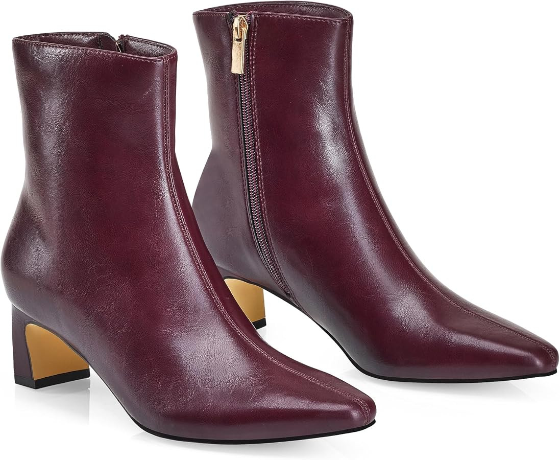 GENSHUO Women's Ankle Boots, 2 Inch Chunky Block Low Heels for Fall Winter | Amazon (US)