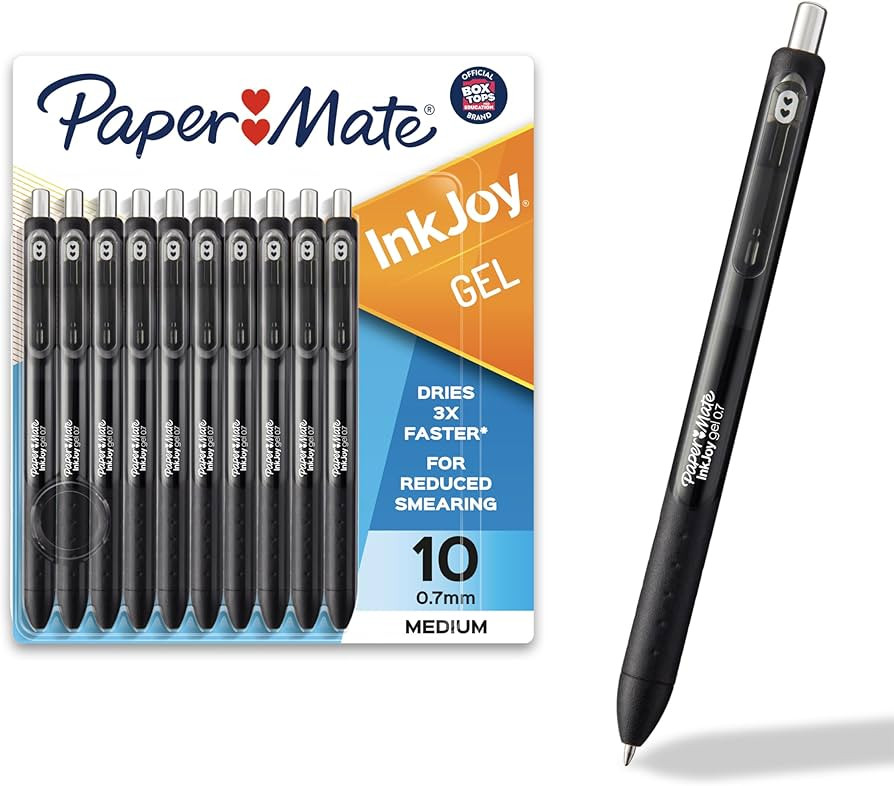 Paper Mate InkJoy Black Gel Pens Medium Point (0.7 mm) Comfort Grip 10 Count Fast Dry Ink Ideal f... | Amazon (US)