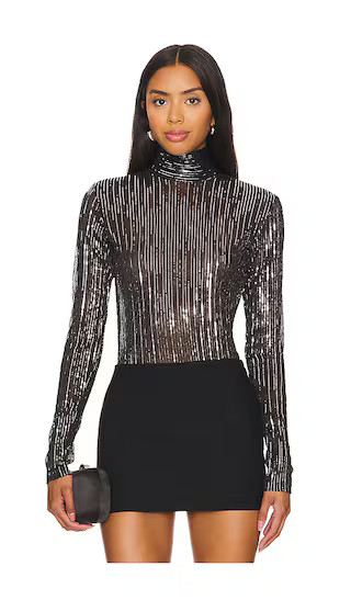 Arctic Top in Black Sequin Top With Sleeves Long Sleeve Sequin Top Sexy Tops Sexy Outfits Winter | Revolve Clothing (Global)