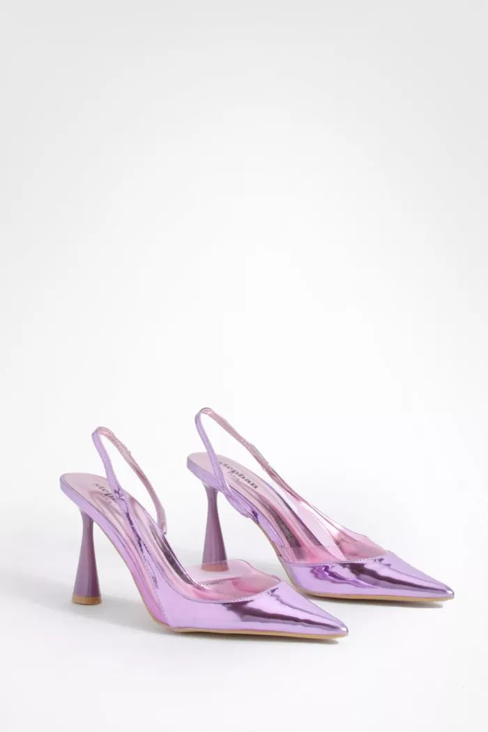 Pointed Toe Clear Detail Slingback Pumps | boohoo (US & Canada)