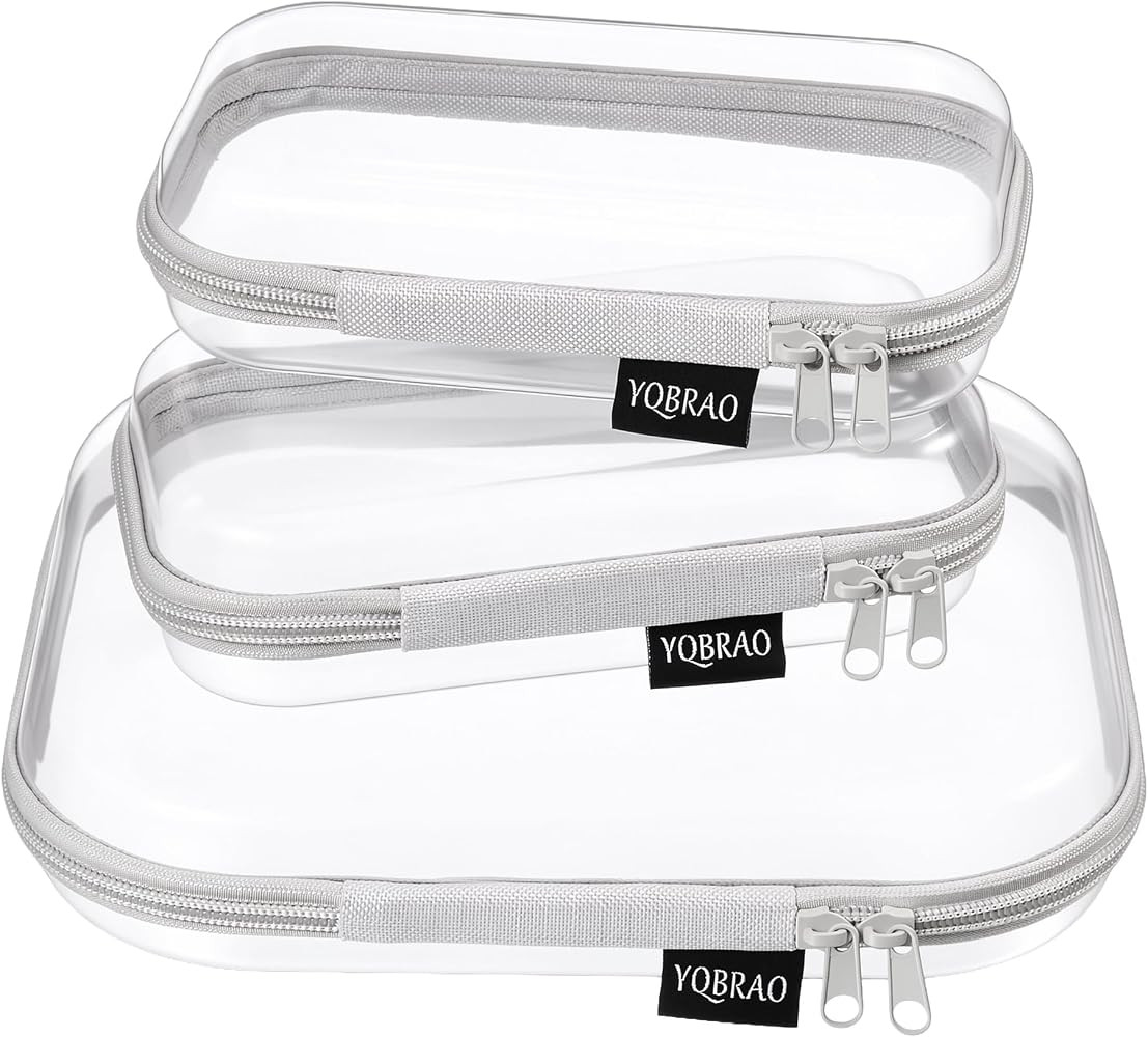 YQBRAO 3-Piece Clear Hard Shell Zipper Case Set, 1M 2S, Blue | Amazon (US)