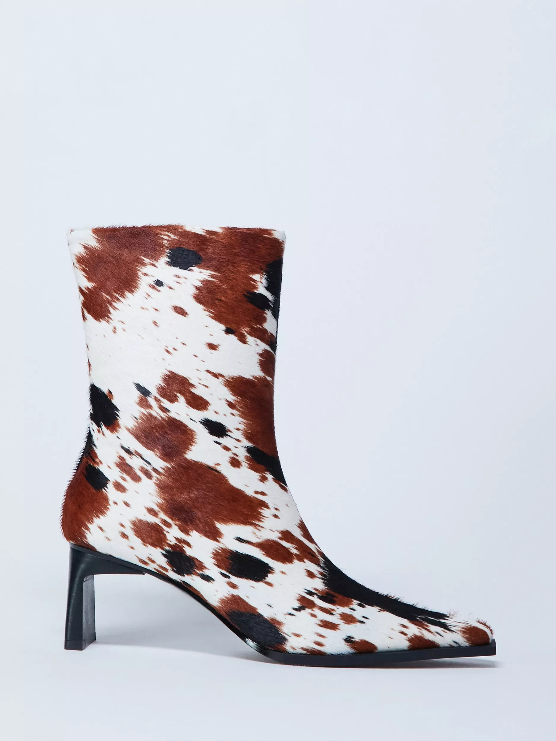 Topshop Nadie Chisel Toe Leather Ankle Boots, Brown/Multi | John Lewis (UK)