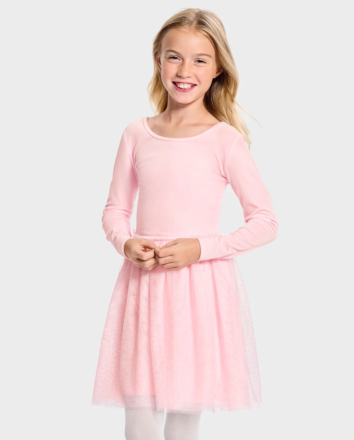 Girls Cross Back Glitter Velour Tutu Dress - pink | The Children's Place