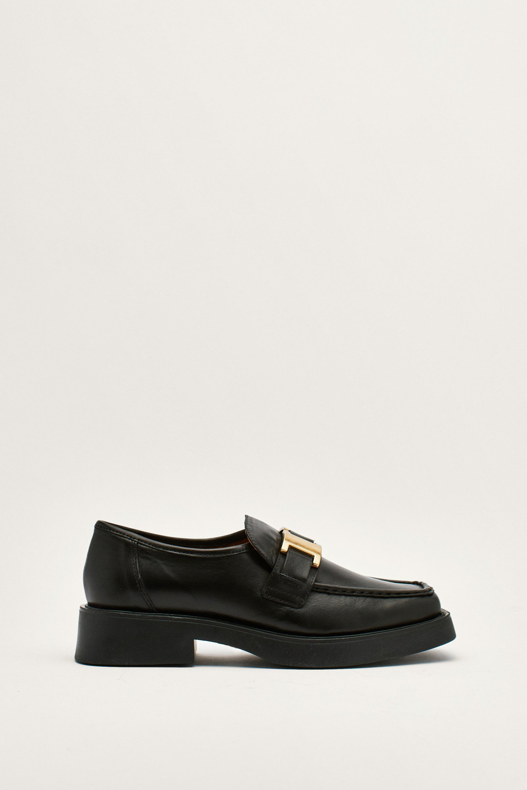 Leather Buckle Smooth Chunky Loafers | Nasty Gal (US)
