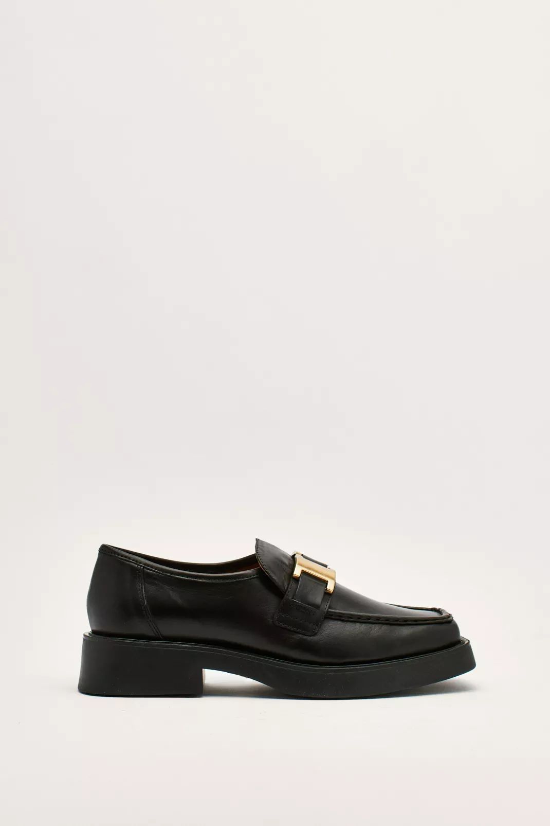 Leather Buckle Smooth Chunky Loafers | Nasty Gal (US)