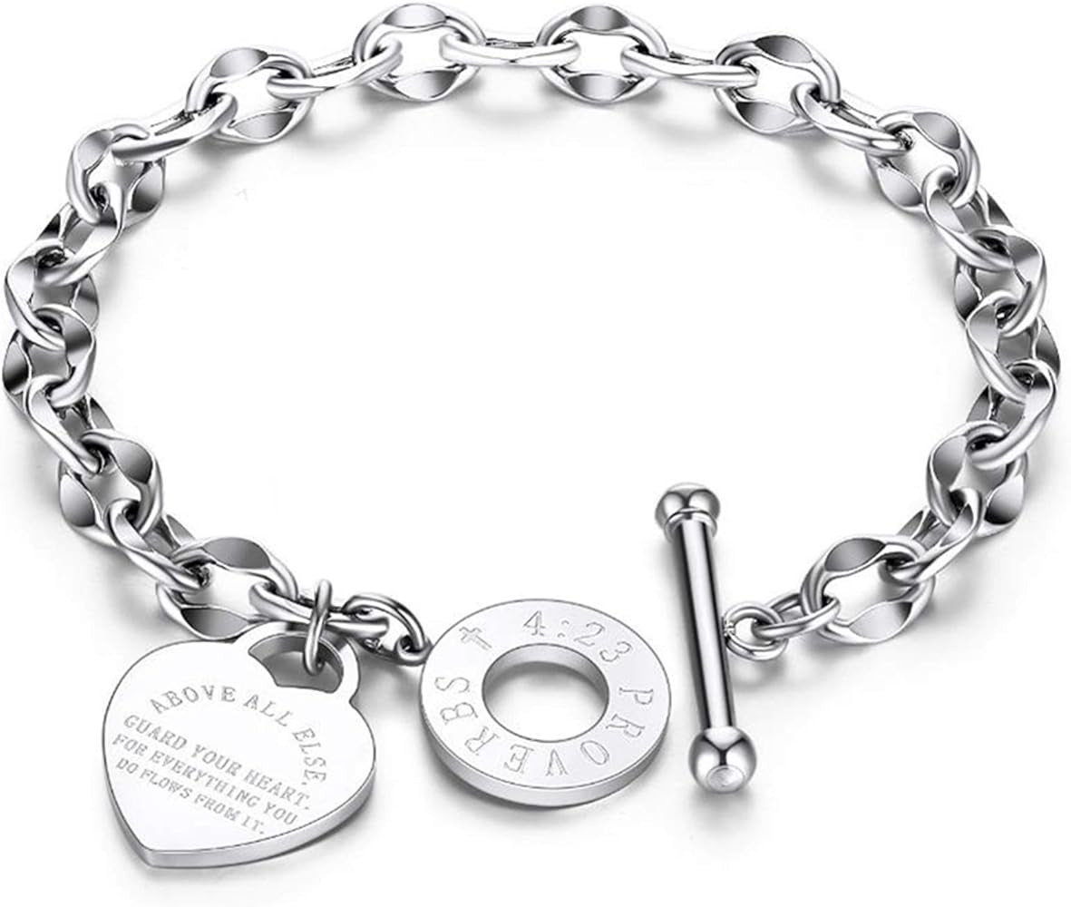 JUPPE 14K Rose Gold Titanium Steel Engraved Bracelet Personalized Bangle Gift for Women Girls | Amazon (US)